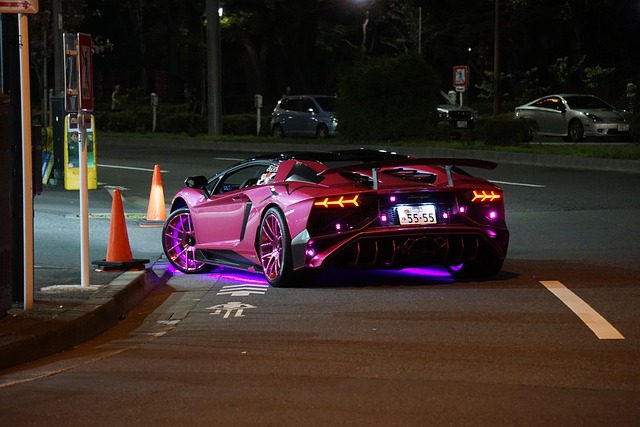 tokyo, night, lamborghini, street car, lighting